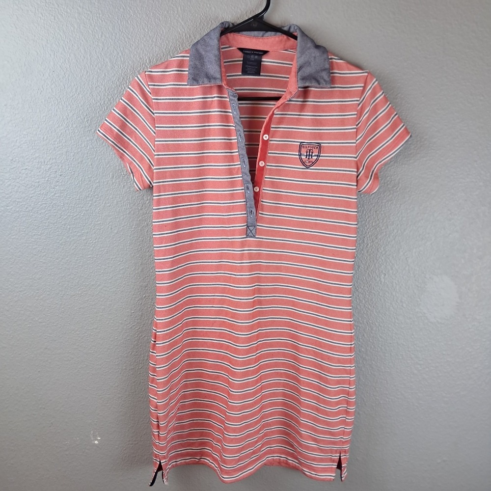 Tommy Hilfiger Polo Dress XS Preppy Old Money Tennis Core Sporty Pink Stripe